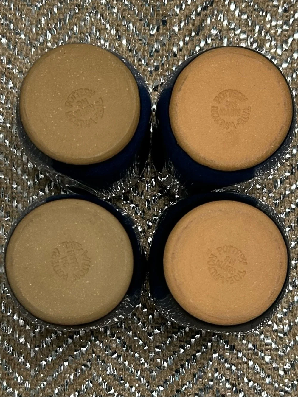Tate & Walton Pottery Glasses Set of Four Handmade Farmhouse Unique